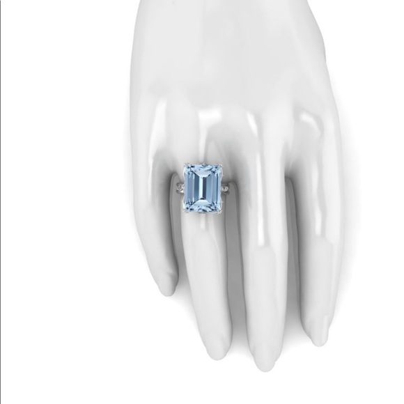 Ferrucci 12.45 ct emerald cut aquamarine gemstone ring. GIA Certified! - Picture 3 of 12